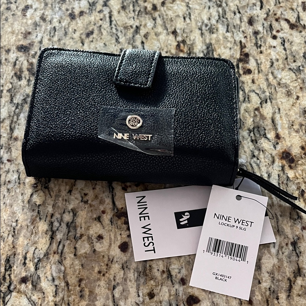 Nine West Black Lockup 9 SLG French wallet NWT